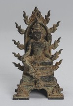 Antique Java Style Majapahit Seated Bronze Devi Tara Statue - 13cm/5&quot; - £590.70 GBP