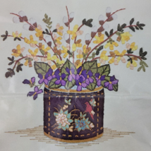Spring Floral Crewel Kit Paragon Violet Bird Vase Multi Color 12&quot;x14&quot; MCM Vtg - £30.26 GBP