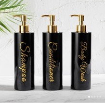 3 Pieces Pump Bottle Set, 16.9 oz Shampoo and Conditioner Dispenser, Black  - $19.99