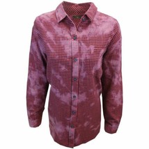 OBEY Women&#39;s Hot Pink Dark Navy Tie Dye Plaid L/S Shirt (S02) Size S - £8.35 GBP