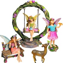 Fairy Garden Kit - Swing Set Of 6 Pcs Miniature Figurines &amp; Accessories ... - £40.89 GBP