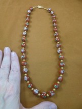 (v259-5) 12mm Red flower Cloisonne traditional beaded bead 22&quot; Necklace JEWELRY - £62.02 GBP