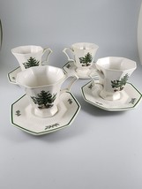 Nikko Christmastime Classic Collection 4 Cups/Saucers Octagon Christmas Tree - £25.52 GBP