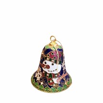 Cloisonne Christmas Snowman Bell Ornament Enamel 3.25” FREE SHIPPING Vintage - £14.07 GBP