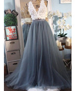 Two Piece V Neck Tulle Prom Dresses for Women - £103.11 GBP