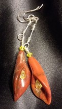 Earrings -  Carved Red Jasper Calla Lilies with Yellow Sapphires - Affordable - £23.72 GBP