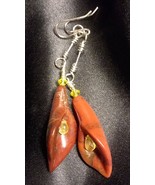 Earrings -  Carved Red Jasper Calla Lilies with Yellow Sapphires - Affor... - $30.00