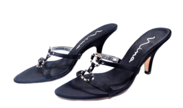 Women High Heels Black Sandal SIZE 10 NINA Eveningwear Slides Vintage In... - $37.99