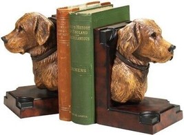 Bookends Bookend TRADITIONAL Lodge Yellow Lab Labrador Dog Head Dogs Resin - £207.03 GBP