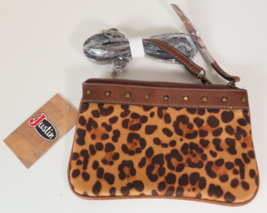 Justin Boots Womens Leather Crossbody Purse Wristlet Brown Rodeo Western Leopard - £27.21 GBP