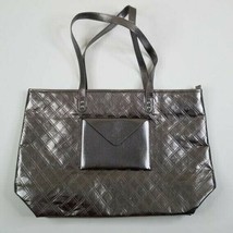 New Bath Body Works Large Silver Bronze Metallic Tote Bag Quilted Zipper... - $14.84