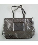 New Bath Body Works Large Silver Bronze Metallic Tote Bag Quilted Zipper... - £11.76 GBP