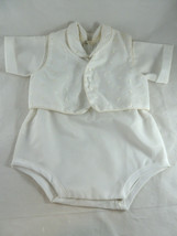 Vintage 0-3 Months Baby Boy&#39;s Rhomper with Vest White Nylon 0-3 months - £9.45 GBP