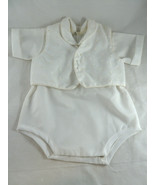 Vintage 0-3 Months Baby Boy&#39;s Rhomper with Vest White Nylon 0-3 months - £9.37 GBP