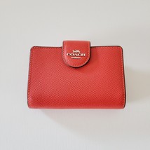 Coach 6390 Crossgrain Leather Medium Corner Zip Wallet Bright Poppy - £62.11 GBP