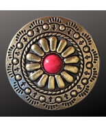 Western Scarf Slide Red Stone Brass Concho NEW - $37.03 CAD