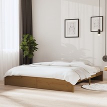 Bed Frame Honey Brown Solid Wood 200x200 cm - £128.09 GBP