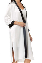 Linea Donatella Womens Satin Contrast Trim Wrap Size Large/X-Large, Ivory/Black - £28.02 GBP