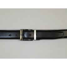 Men's VALENTINI Plain Leather Belt Pin Buckle Reversible SW63 Black or Brown image 3