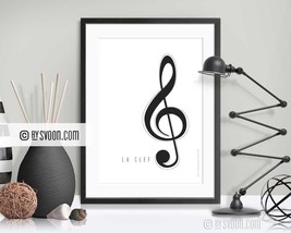 La Clef Print, Music Poster, Treble Clef, G-Clef, Music Symbol, Livingroom Decor - $10.00+