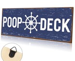 Poop Deck Sign Nautical Nursery Wall Decor Rustic Beach Bathroom Wood Si... - $23.99