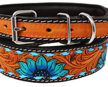 Medium 17&#39;&#39;- 21&#39;&#39; Padded Leather Dog Collar Floral Hand Tooled 60HR07TR - $49.49