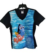 Disney Finding Nemo Scrub Top Pixar V-Neck Slit Kangaroo Pockets Stretch... - $20.20 CAD