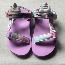 Fabkids Girls 11/12 Purple Tie Dye Unicorn Slip On Platform Sandals - £7.58 GBP