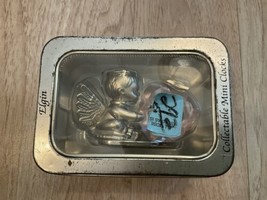 Elgin Collectible Mini Clocks Angel Crystal Heart Metal  Box - £19.98 GBP