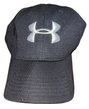 Under Armour Hat Cap Mens Fitted Medium Large Black White Logo Outdoor Heat Gear - £7.41 GBP