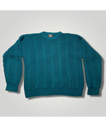 Vintage 1990s High Sierra Crew Neck Sweater Deep Teal Green XL Chunky Kn... - £34.24 GBP