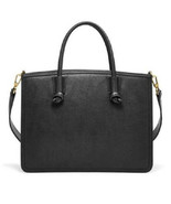 NWT FOSSIL Skyler Black Leather Medium Satchel Crossbody Bag #ZB7369001 ... - $97.01