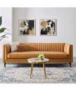 Modway Devote Channel Tufted Vegan Leather Sofa in Tan - $1,437.38 CAD