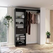 Hybrid Closet System, Five Open Shelves, One Drawer, Metal Rod - £408.49 GBP+