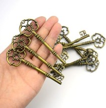 Large Key Pendants Bronze Skeleton Keys Santa Keys Christmas 3&quot; Big 20 Bulk - $19.80