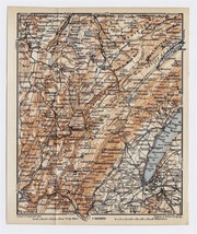 1919 Original Antique Map Of Jura Mountains Massif Du Jura / France Switzerland - £13.44 GBP