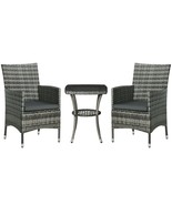 Outsunny 3 Pieces Rattan Bistro Set, Wicker Garden Furniture Set with 2-... - $304.17 CAD