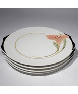 Set of 4 VTG Villeroy &amp; Boch Iris Peach and Black Porcelain Salad Plates - $44.95