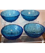 Vintage St. Thomas Glassmakers Blue  Footed Bowls Textured - £20.12 GBP