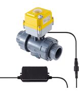 Electric ball valve 1/2 inch full bore 2-way PVC union ball valve, DC24V... - $211.87 CAD