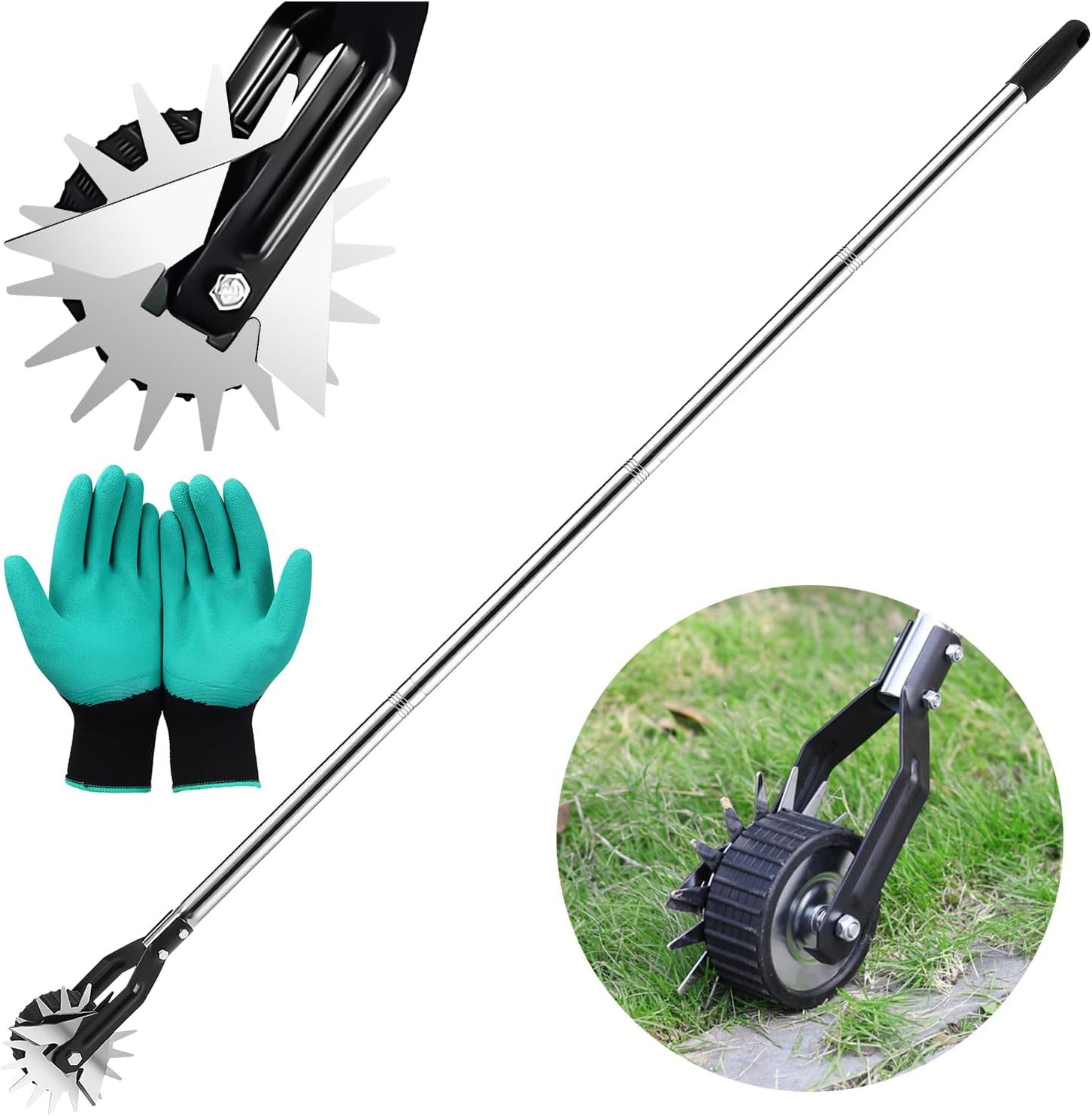[2025 Upgraded] Wheel Rotary Edger – Manual Lawn Edger Tool, Adjustable ...