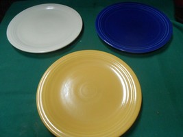 Great FIESTA Pottery Set of 3 BREAD-SALAD-DESSERT Plates 7&quot;.  Multi Colors - $15.43