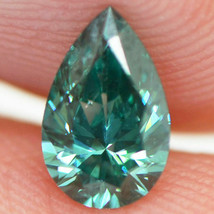 Loose Pear Shaped Diamond Real Fancy Green Color VS2 Natural Enhanced 0.63 Carat - £546.29 GBP