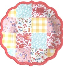 Four (4) Pioneer Woman ~ Coral Quilted Patchwork ~ 10.7&quot; Melamine Dinner Plates - £29.43 GBP