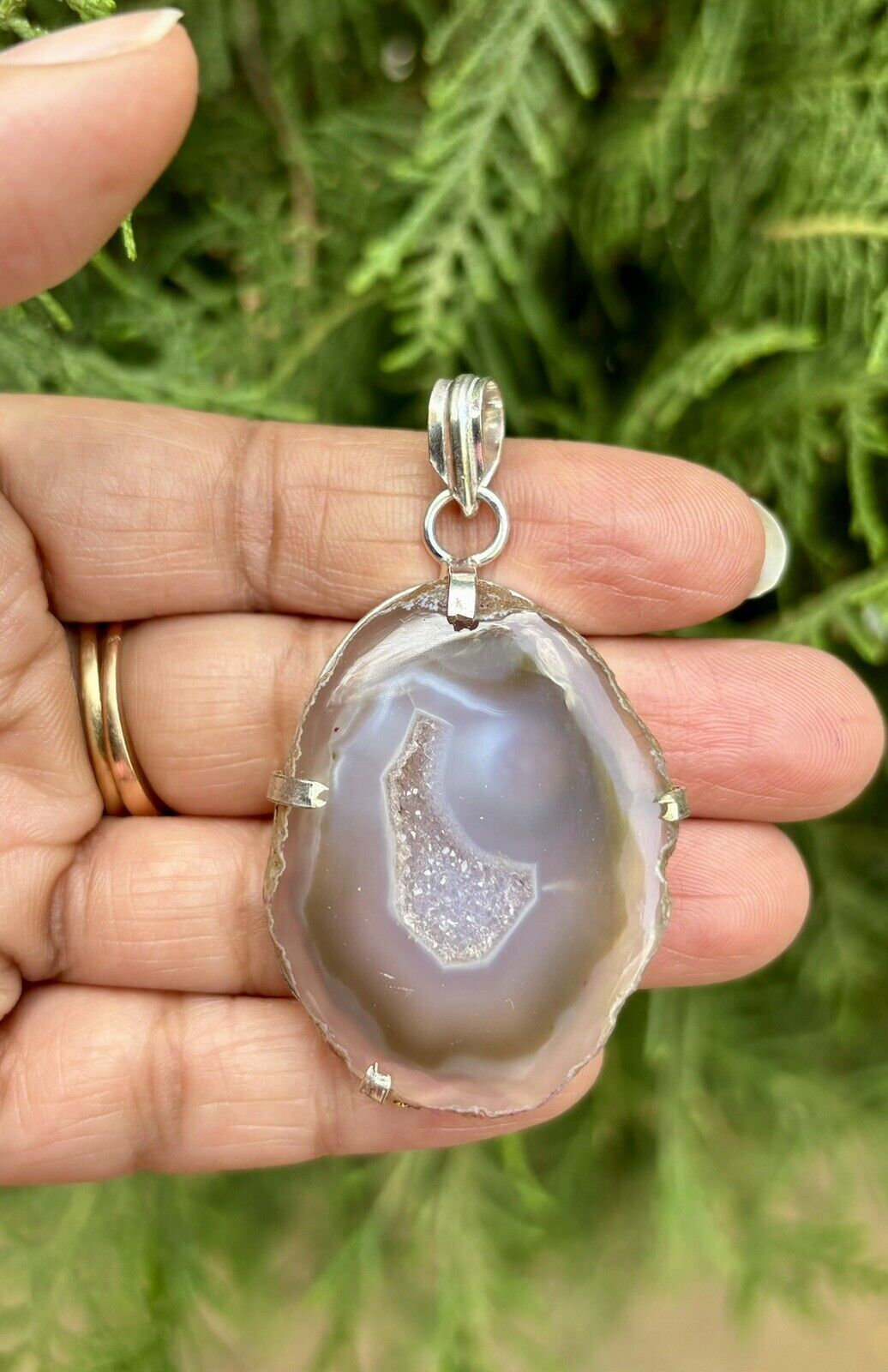 Pendentif en pierre d&#39;agate plaqué argent sterling 925, guérison, chakra 1 - $12.06