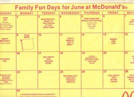 McDonald's June 1980 Family Fun Days Placemat Pennsylvania  - $17.82