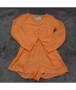 GB Overalls Womens S Orange Jumpsuit Long Sleeve Kimono VNeck Button Pol... - £18.12 GBP