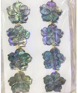 Genuine Rainbow Abalone Shell Center drilled Hand Carved 5 Petal Flower ... - $19.70