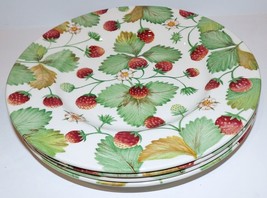 Lovely Set 4 Royal Stafford England Wildberry 8 1/2&quot; Salad Plates ~Strawberries~ - £48.35 GBP