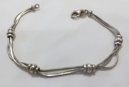 Sterling Silver - ITALY DYADEMA 3 Strand Beaded  7&quot; Snake Chain Bracelet - £15.72 GBP
